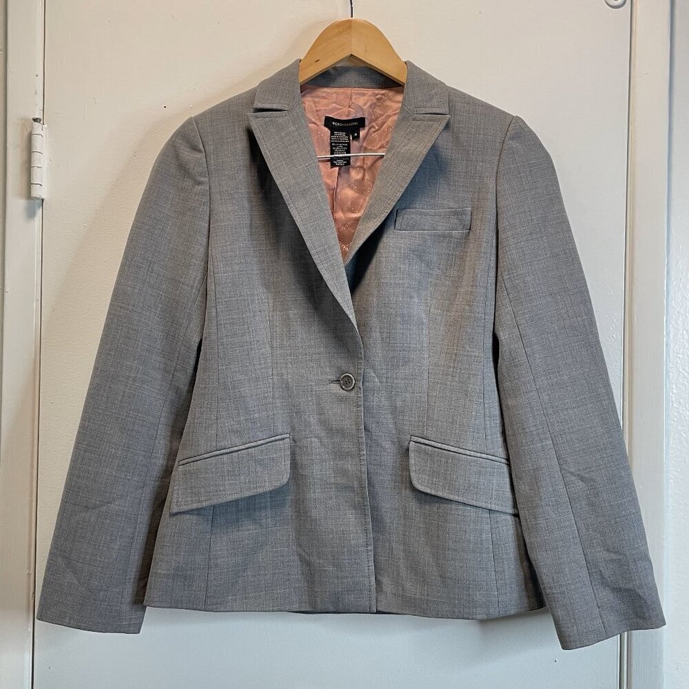 BCBGMaxazria Womens Blazer / Jacket Size 4 Gray Speckled Long Sleeve - Picture 1 of 16
